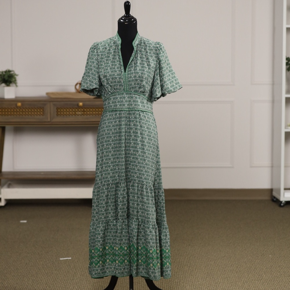 Max Studio Green Geometric Maxi Dress